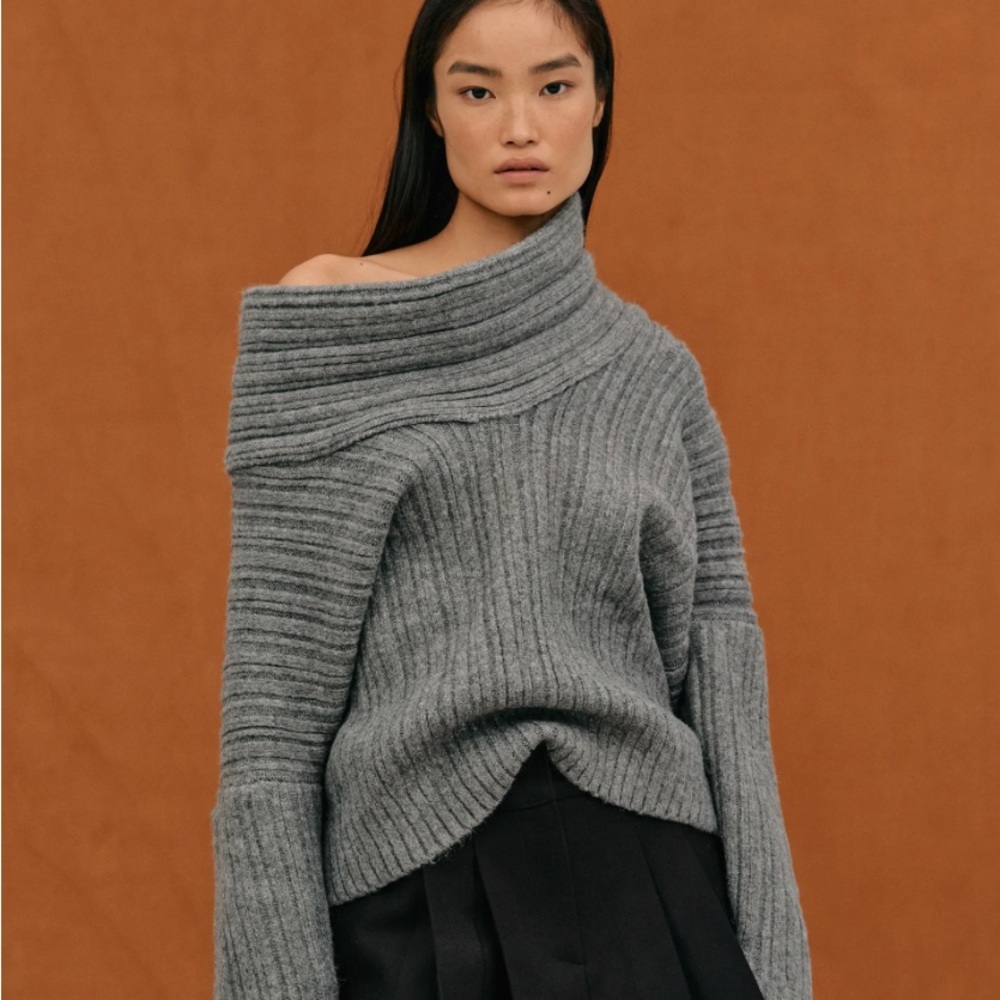 Off the shoulder grey sweater. Worn once. Beautiful.